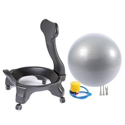 RENLXFI Ergonomic Office Yoga Ball Chairs, Active Sitting Exercise Ball Chair for Adults Desk Improves Back Pain, Balance Ball Chairs with Lockable Wheels and Foot Pump(Gray)