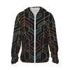 UPF 50+ Sun Protection Hoodie Jacket Full Zip Long Sleeve Sun Shirt Geometric Lines Fishing Shirt Xx-Large Black view 1