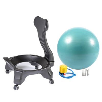 RENLXFI Ergonomic Office Yoga Ball Chairs, Active Sitting Exercise Ball Chair for Adults Desk Improves Back Pain, Balance Ball Chairs with Lockable Wheels and Foot Pump(Green)
