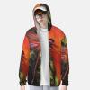 UPF 50+ Sun Protection Hoodie Jacket Full Zip Long Sleeve Sun Shirt Red Dragonfly Fishing Shirt Large view 2
