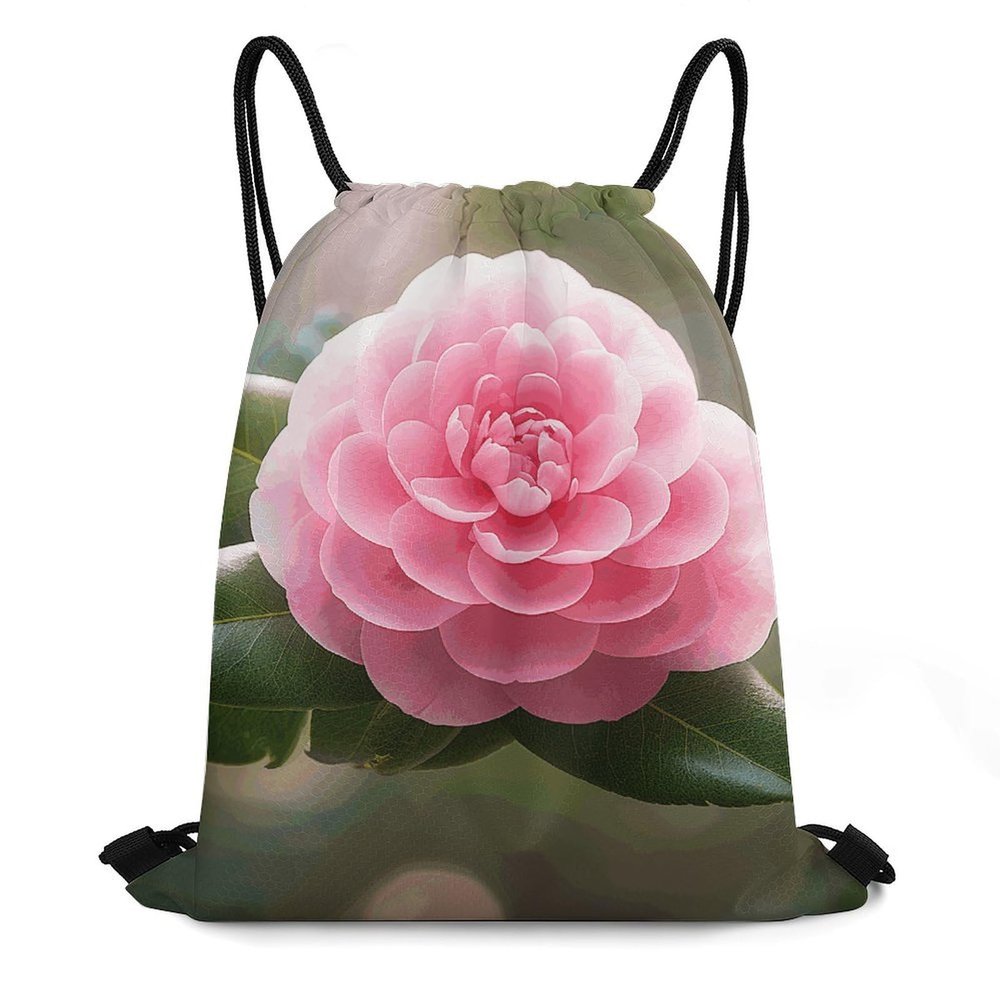 BTCOWZRV Drawstring Backpack Camellia Drawstring Bags Gym Bags for Men Women Draw String Bags Yoga Cinch Bag