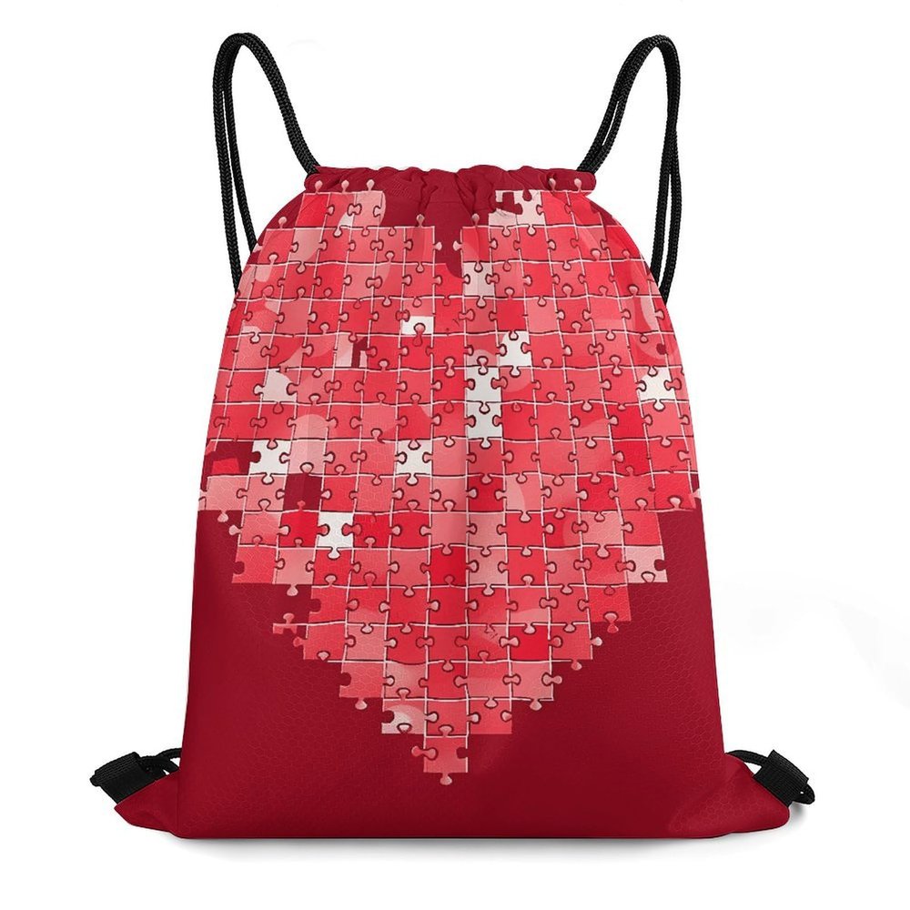 BTCOWZRV Drawstring Backpack Love Puzzle Drawstring Bags Gym Bags for Men Women Draw String Bags Yoga Cinch Bag