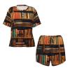 SSIMOO Books Women'S Round Neck Short Sleeve Pajama Set,Stylish Comfortable Hort Sleeve Shorts Set Black view 4