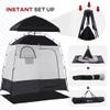 INTWGH Shower Tent, Pop Up Privacy Shelter for Camping, Dressing Changing Room, Portable Instant Outdoor Shower Tent Enclosure w/ 2 Rooms, Shower Bag, Floor and Carrying Bag, Black view 3