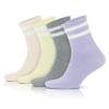 GoWith 4 Pairs Cotton Colorful Retro Thin Striped Socks for Men & Women, Casual Soft Lightweight Quarter Socks, Yellow, L/XL, Model 3501 view 1