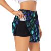 3D Magical Dragon Scales Pattern Womens 2 In1 Running Athletic Workout Yoga Shorts with Pockets S M L XL XXL XXXL Black view 1
