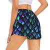 3D Magical Dragon Scales Pattern Womens 2 In1 Running Athletic Workout Yoga Shorts with Pockets S M L XL XXL XXXL Black view 3