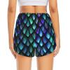 3D Magical Dragon Scales Pattern Womens 2 In1 Running Athletic Workout Yoga Shorts with Pockets S M L XL XXL XXXL Black view 4