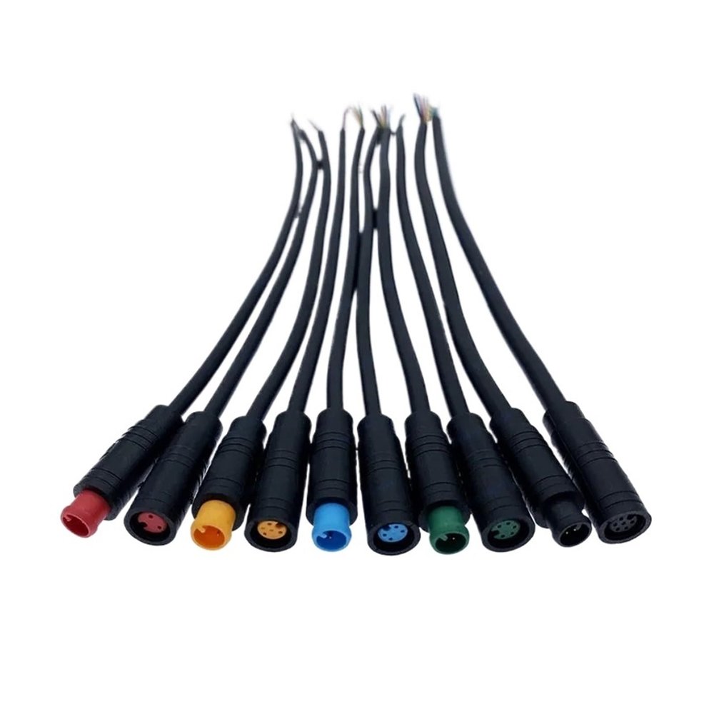 1/2Pcs M7 2 3 4 5 6 Pin Electric Bicycle Butt Joint p/lug Wiring Line Scooter Brake Cable Pluger Signal Connecting Wire 20CM(Male,5Pin)
