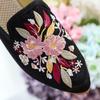 LINGYUXUAN Women's Exquisite Flower Embroidered Old Beijing Cloth Shoes Fashion Ethnic Style Comfort Mule Shoes Casual Lightweight Household Pointed Toe Slippers(Black,7) view 3