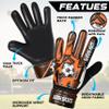 Arsh Sports Soccer Goalie Gloves for Kids,Goalkeeper Gloves for Youth Boys Girls 4MM Latex Palm,Anti Slip,Super Gip Double Wrist Protection (Black-Orange, Size 8 Suitable for Size M-L Adult) view 2
