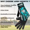 Arsh Sports Soccer Goalie Gloves for Kids,Goalkeeper Gloves for Youth Boys Girls 4MM Latex Palm,Anti Slip,Super Gip Double Wrist Protection (Black-Cyan, Size 7 Suitable for Size S-M Adult) view 3