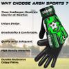 Arsh Sports Soccer Goalie Gloves for Kids,Goalkeeper Gloves for Youth Boys Girls 4MM Latex Palm,Anti Slip,Super Gip Double Wrist Protection (Black-Green, Size 4 Suitable for 6 to 9 Years Old) view 3
