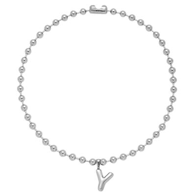TGOLM Silver Initial Charm Name Letter Y Necklace for Women Beaded Chain Statement Jewelry for Men