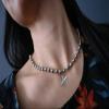 TGOLM Silver Initial Charm Name Letter X Necklace for Women Beaded Chain Statement Jewelry for Men view 2