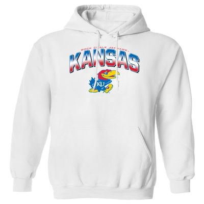 CornBorn Kansas University Hoodie - KU Jayhawks Sweatshirt - KU Sweatshirt Men - Full Color Fade - White - XL