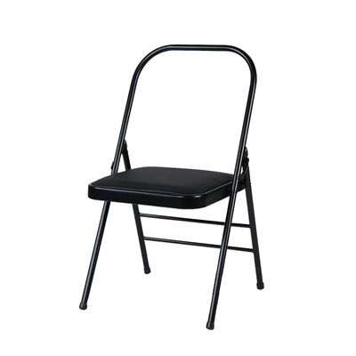 HONGXIAQRP Thickened Iyengar Yoga Chair, Multi-Purpose Metal Foldable Fitness Chair, Yoga with Lumbar Support and Stretching Assistant Chair.,Black PU Surface