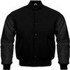 Cow Leather Sleeves Varsity Letterman Baseball Bomber Jackets (35 Colors Option) (US, Alpha, Small, Regular, Regular, Solid Black) view 1