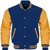 Cow Leather Sleeves Varsity Letterman Baseball Bomber Jackets (35 Colors Option) (US, Alpha, Medium, Regular, Regular, Royal Gold) view 1
