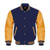 Cow Leather Sleeves Varsity Letterman Baseball Bomber Jackets (35 Colors Option) (US, Alpha, XX-Large, Regular, Regular, Navy Gold)