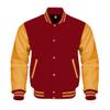 Cow Leather Sleeves Varsity Letterman Baseball Bomber Jackets (35 Colors Option) (US, Alpha, 3X-Large, Regular, Regular, Red Gold) view 1