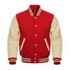 Cow Leather Sleeves Varsity Letterman Baseball Bomber Jackets (35 Colors Option) (US, Alpha, X-Large, Regular, Regular, Red Creem)