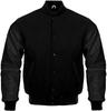 Cow Leather Sleeves Varsity Letterman Baseball Bomber Jackets (35 Colors Option) (US, Alpha, XX-Large, Regular, Regular, Solid Black) view 1