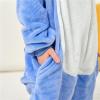 Kafferin Unisex Stitch Pajamas Flannel One Piece Casual Loose Hoodie Cosplay Jumpsuits Animal Blue, 8-10 Years view 4