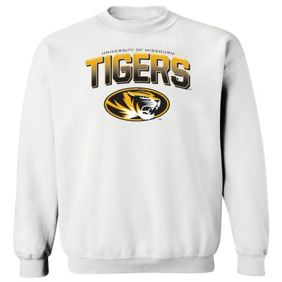 CornBorn Missouri Tigers Sweatshirt - Crewneck Fleece Full Color Fade Tigers Logo - White - 2X