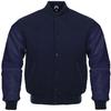 Cow Leather Sleeves Varsity Letterman Baseball Bomber Jackets (35 Colors Option) (US, Alpha, 3X-Large, Regular, Regular, Solid Navy) view 1