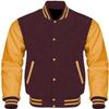 Cow Leather Sleeves Varsity Letterman Baseball Bomber Jackets (35 Colors Option) (US, Alpha, Medium, Regular, Regular, Maroon Gold) view 1