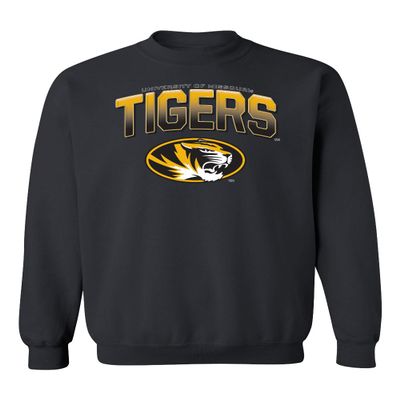 CornBorn Missouri Tigers Sweatshirt - Crewneck Fleece Full Color Fade Tigers Logo - Black - 2X