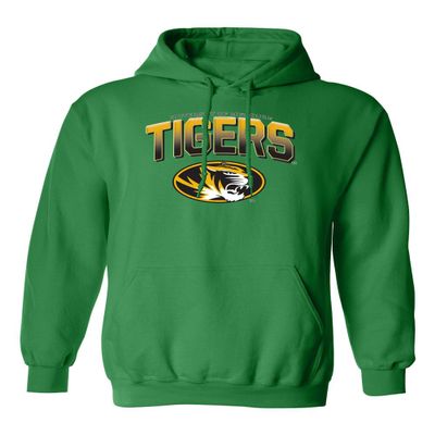 CornBorn Missouri Sweatshirt - Hooded Fleece Full Color Fade Tigers Logo - Light Green - Medium