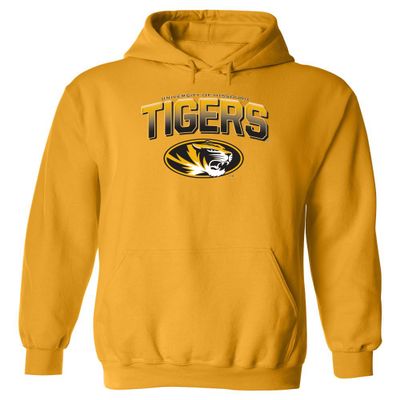 CornBorn Missouri Tigers Apparel Men Sweatshirt - Hooded Fleece Full Color Fade Tigers Logo - Gold - S