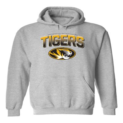CornBorn Missouri Football Sweatshirt - Hooded Fleece Full Color Fade Tigers Logo - Gray - L