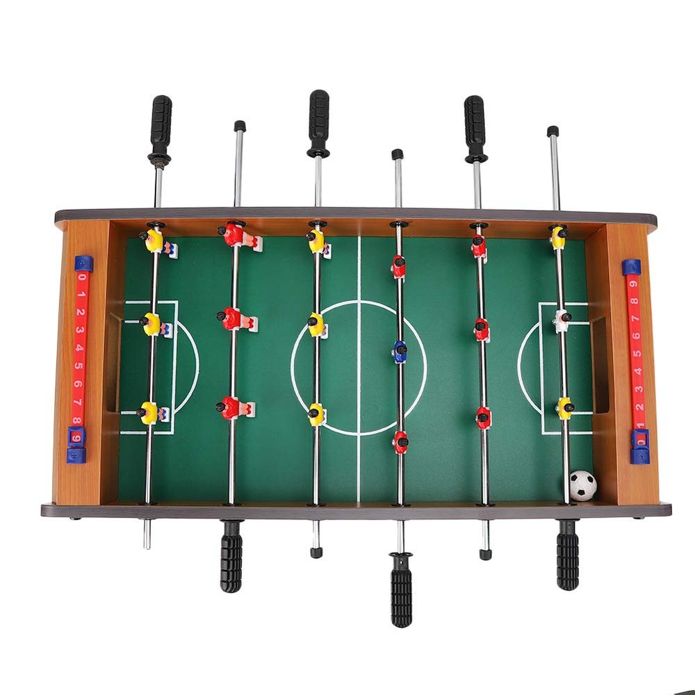 Table Soccer Educational Game, Portable Wood Football Set 360 Degree Rotation for Children Over 2 Years Old Playroom (Original Wood Color)
