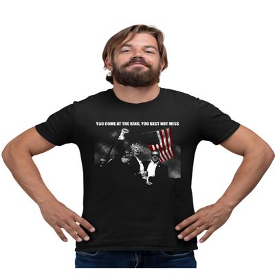 5X-Large Black Mens Black & White You Come at The King You Best Not Miss T-Shirt