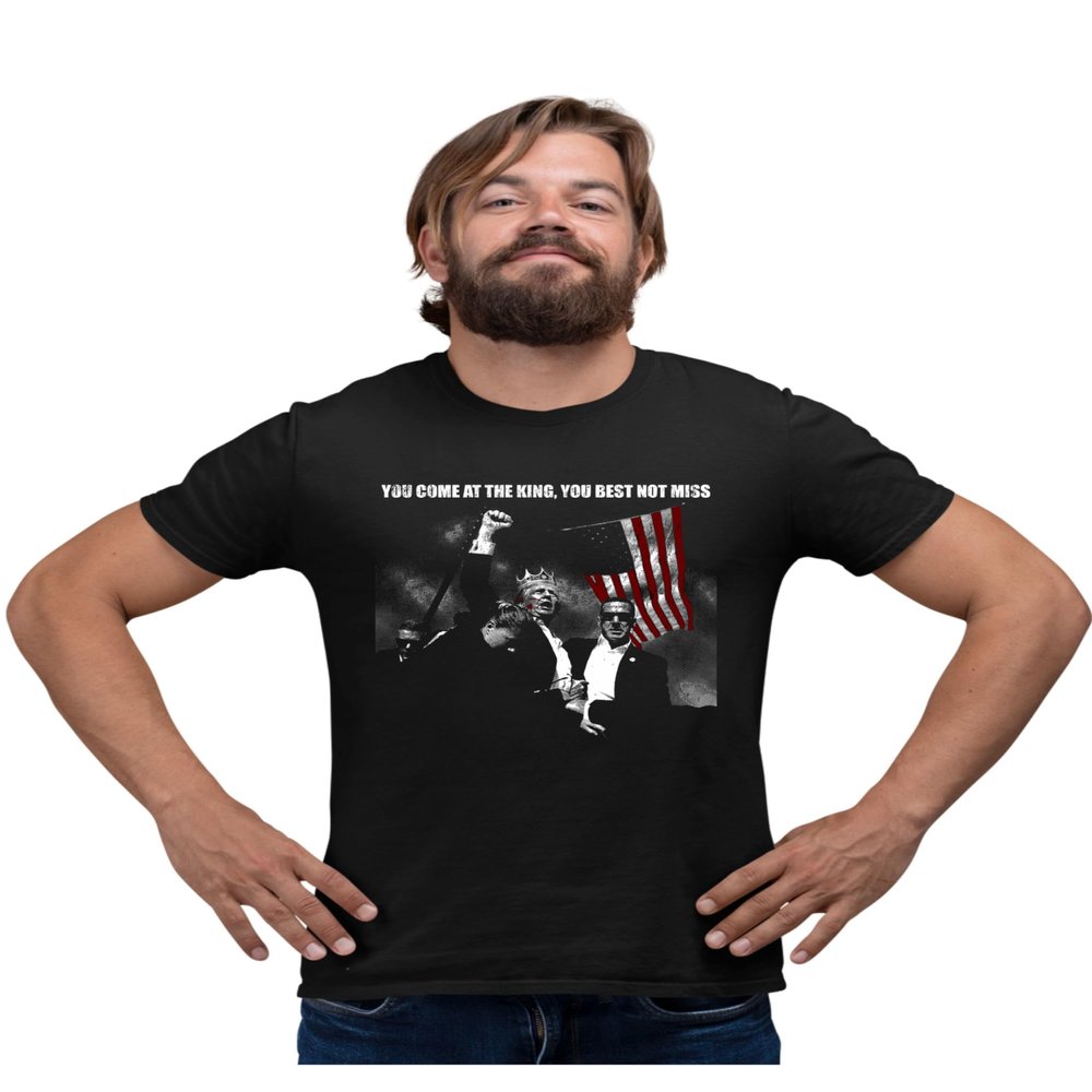 5X-Large Black Mens Black & White You Come at The King You Best Not Miss T-Shirt