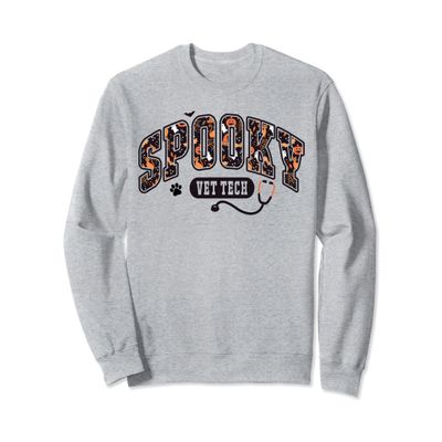 Spooky Vet Tech Veterinarian Halloween Veterinary Dog Paw Sweatshirt
