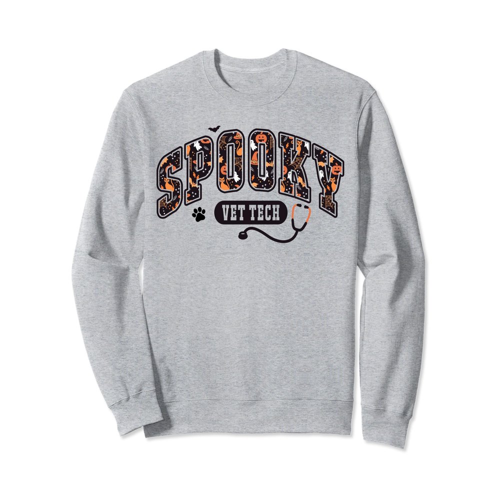 Spooky Vet Tech Veterinarian Halloween Veterinary Dog Paw Sweatshirt