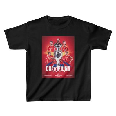 NineFit Basics Camiseta Espaa Campeona 2024 KIDS Shirt Euro Gifts Soccer Fans Jersey POSTER I Champions Spain Futbol | Unisex T-Shirt (US, Alpha, X-Large, Black)
