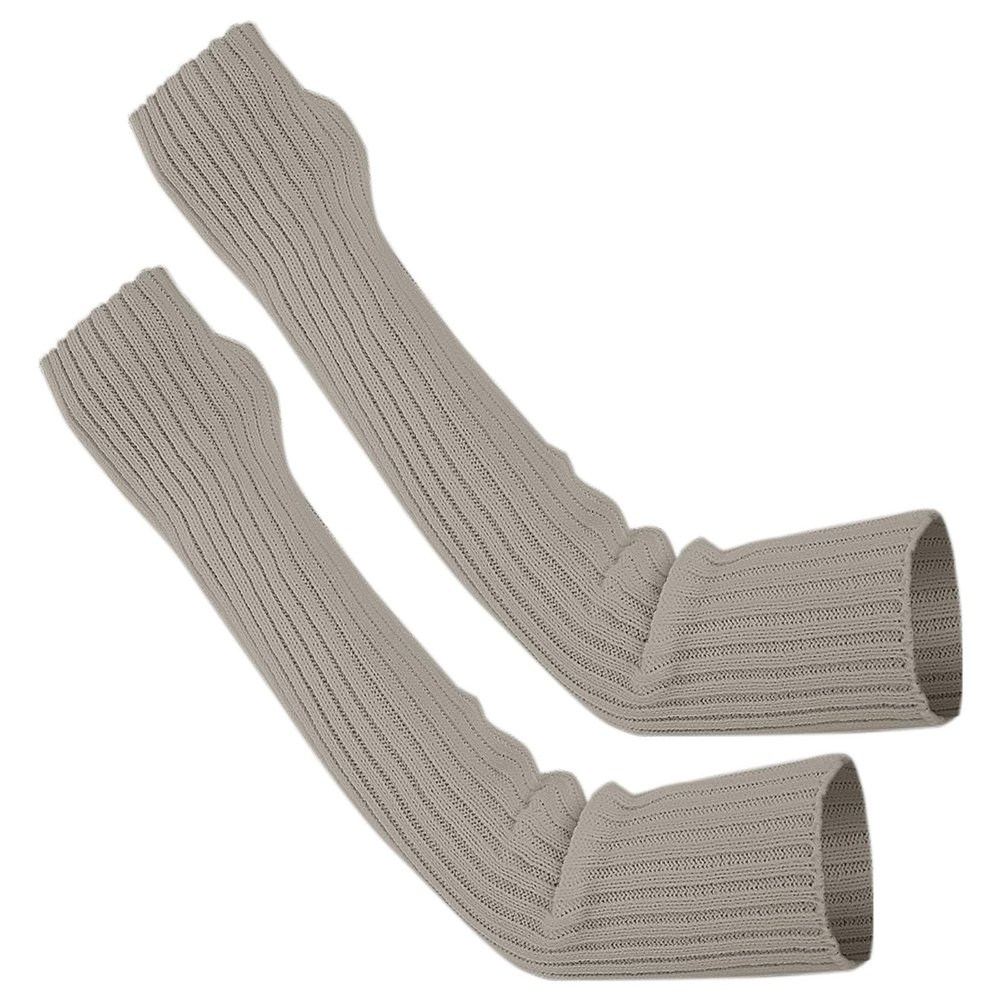 Arm Warmers Glove Long Fingerless Gloves Arm Warmers Crochet Loose Glove for Girls Women (Grey, One Size)