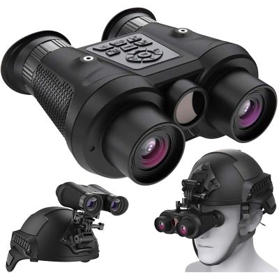 3D VR Head Mounted Night Vision Goggles & Binoculars for Adult, Rechargeable Infrared Digital Night Vision with Head Strap and Mount, 6X Digital Zoom and FOV 40, Includes 2 * 32GB Cards