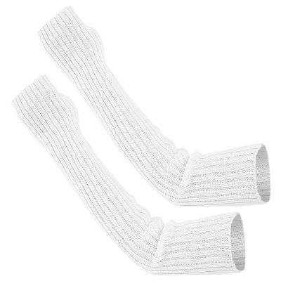 Arm Warmers Glove Long Fingerless Gloves Arm Warmers Knitted Crochet Loose Glove for Girls Women (White, One Size)