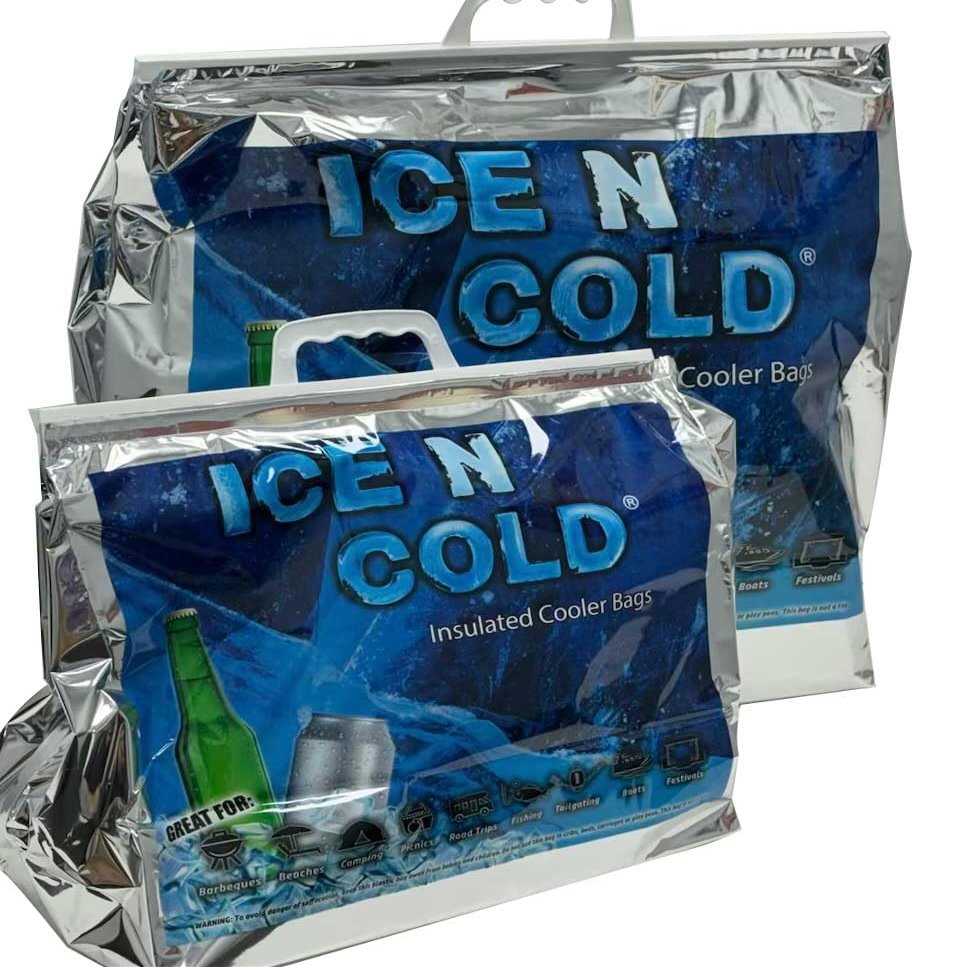 ICE N COLD Insulated Cooler Bag - X-Large 40 lbs Capacity (Pack of 10) | Lightweight, Soft, Collapsible | Ideal for Groceries, Camping, Hiking, Beach, Travel