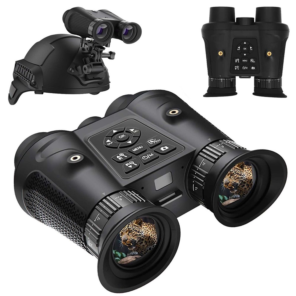 SKIOVEMI Head-Mounted Night Vision Goggles for Adults, 3D VR Night Vision Binoculars, Include 2 * 32GB Card to Save 3D Photos/Videos, 6X Digital Zoom