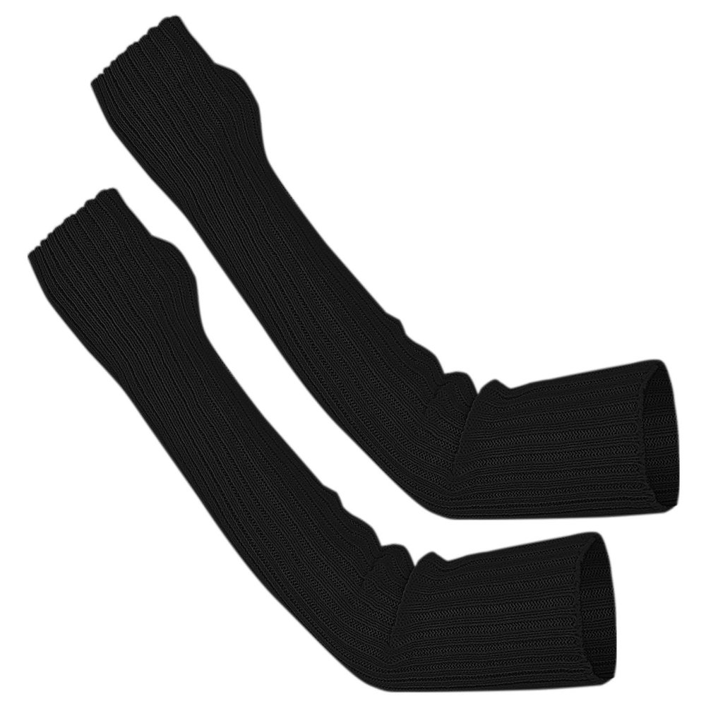 Arm Warmers Glove Long Fingerless Gloves Arm Warmers Crochet Loose Glove for Girls Women (Black, One Size)
