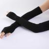 Arm Warmers Glove Long Fingerless Gloves Arm Warmers Crochet Loose Glove for Girls Women (Black, One Size) view 2