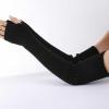 Arm Warmers Glove Long Fingerless Gloves Arm Warmers Crochet Loose Glove for Girls Women (Black, One Size) view 3