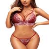 Avidlove Womens Lingerie 2 Piece Lace Babydoll Sexy V Neck Bra and Panty Sets Dark Red XX-Large view 1